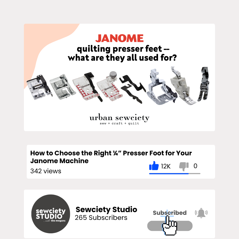 NEW YOUTUBE VIDEO: Janome ¼” Presser Feet Explained