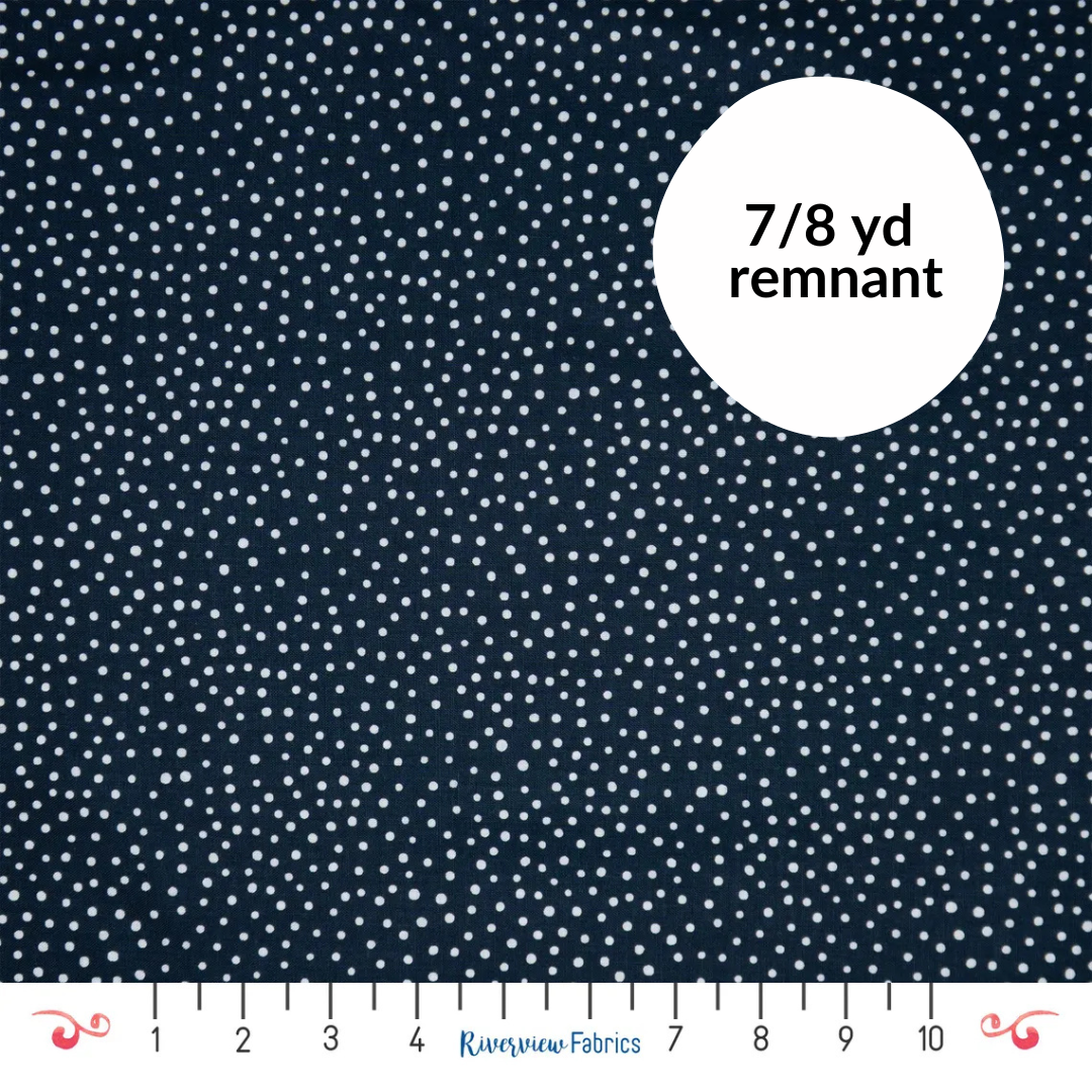 Remnant - 7/8 yd - Happiest Dots - Navy