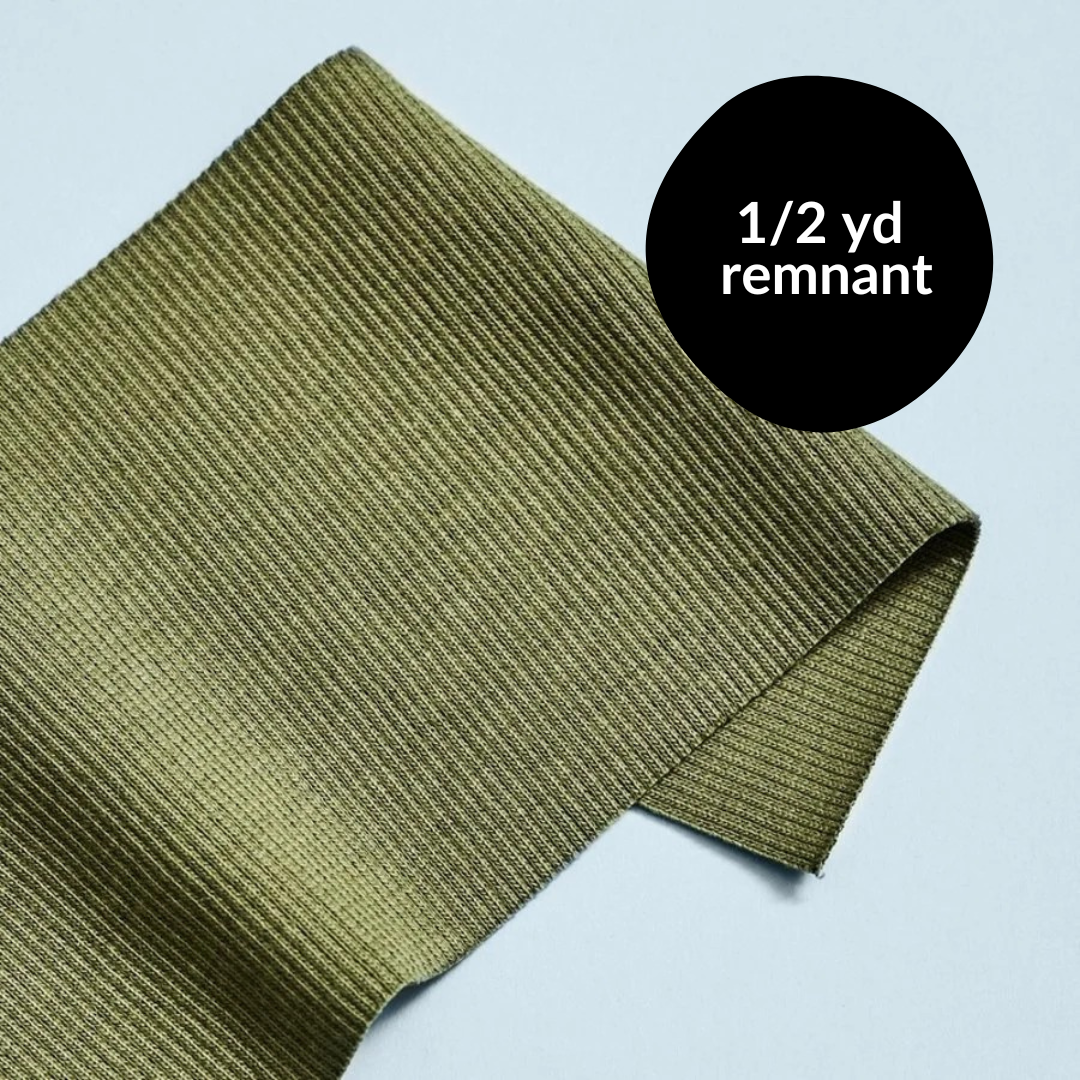Remnant - 1/2 yd - 2x1 Rib Knit - Olive Green