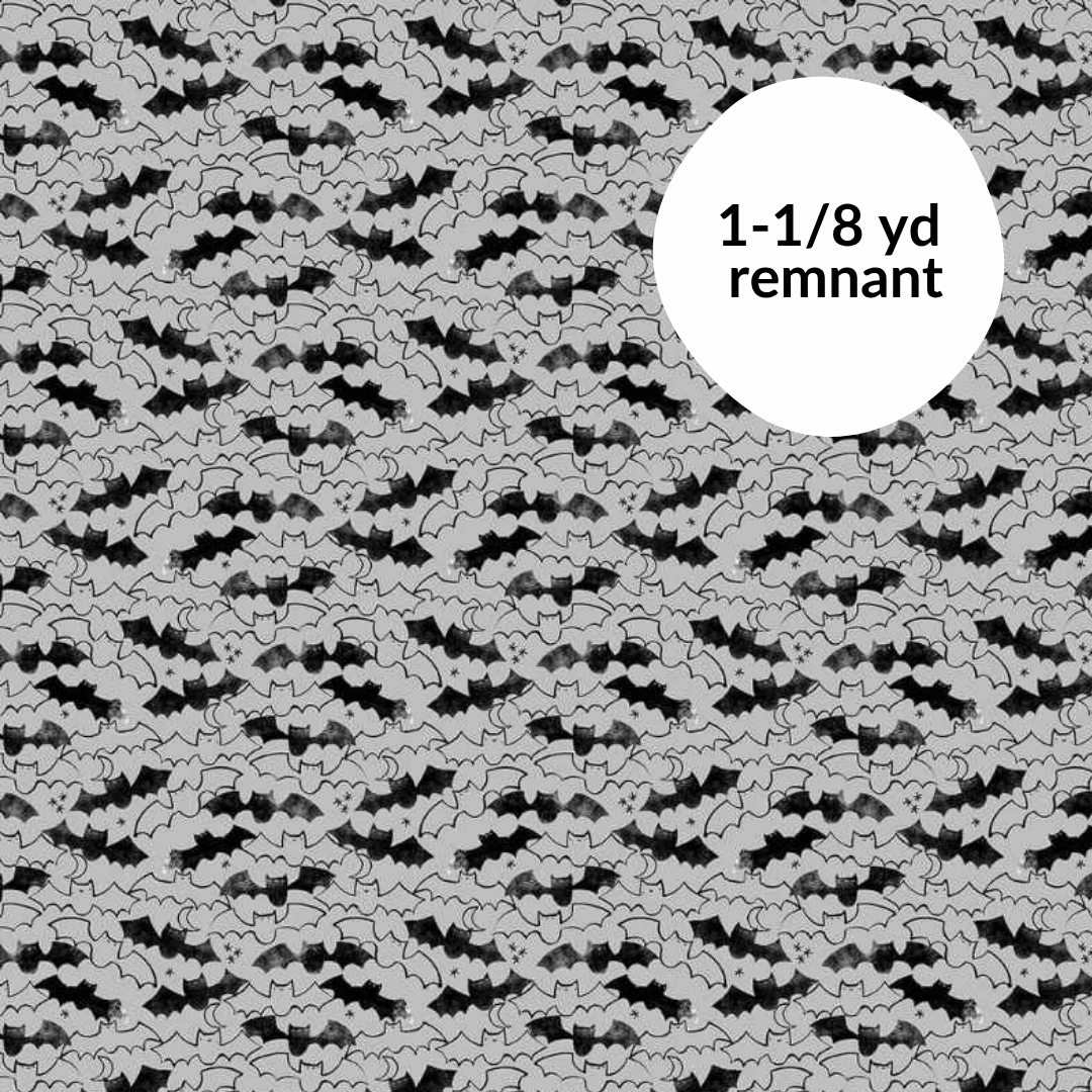 Remnant - 1-1/8 yd - Sweet Treats - Bats - Black