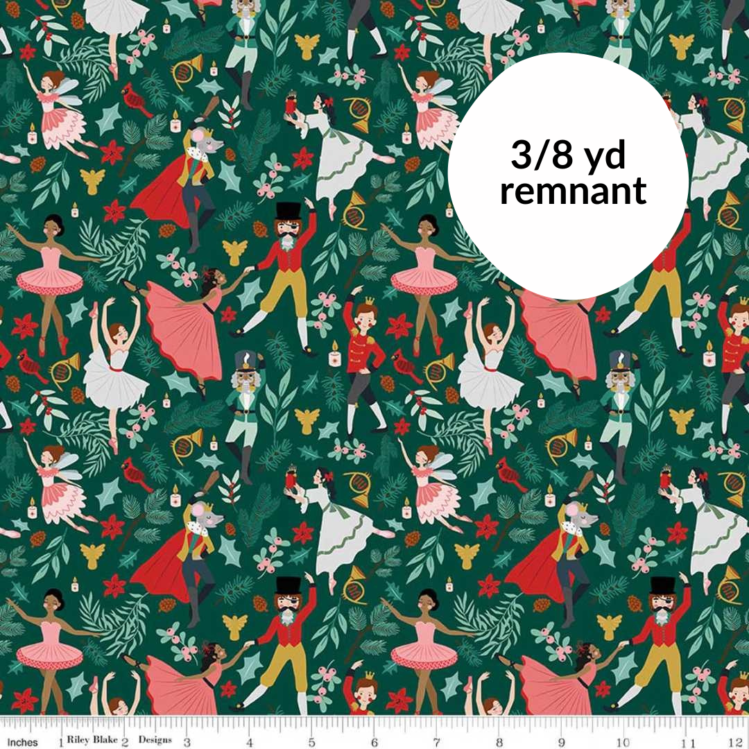 Remnant - 3/8 yd - Nutcracker Tradition - Storybook - Pine
