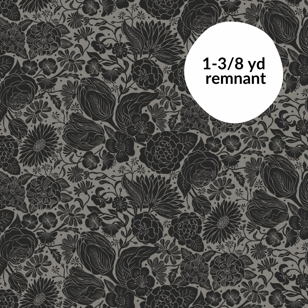 Remnant - 1-3/8 yd - Folktale - Floral - Black