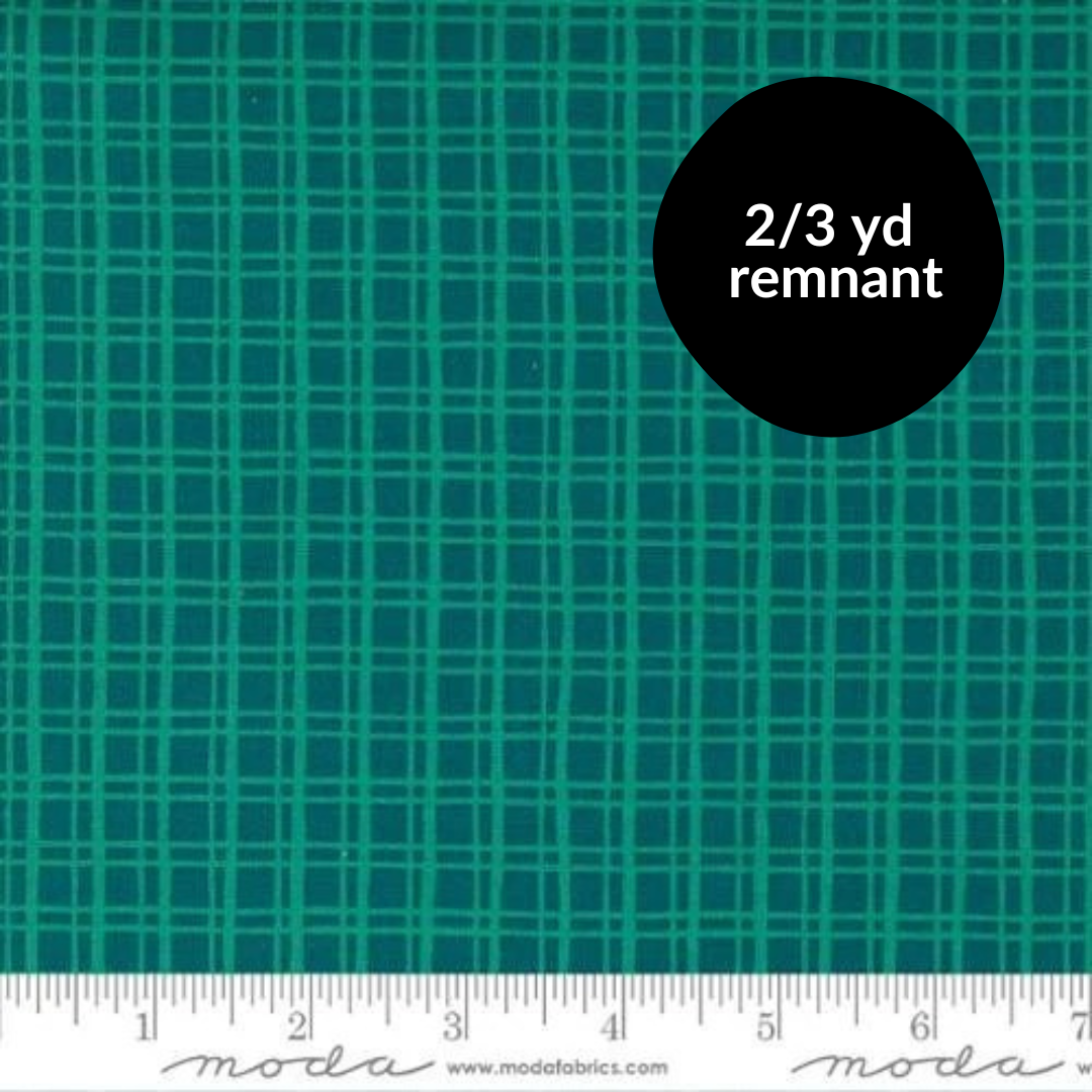 Remnant - 2/3 yd - Cheer Merriment  - Christmas Check - Teal