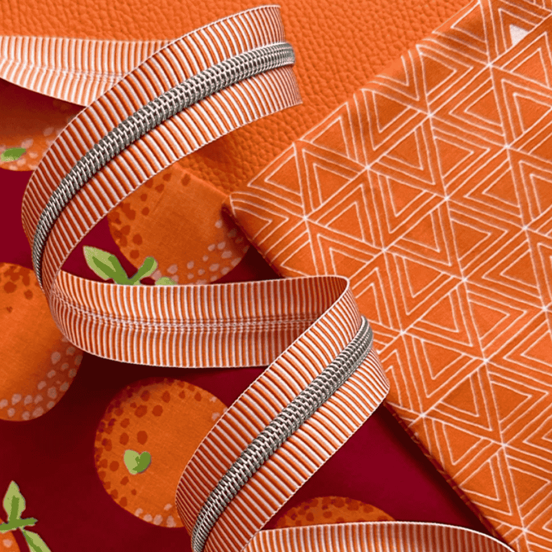 Zipper Tape - 3yds - Orange Stripe