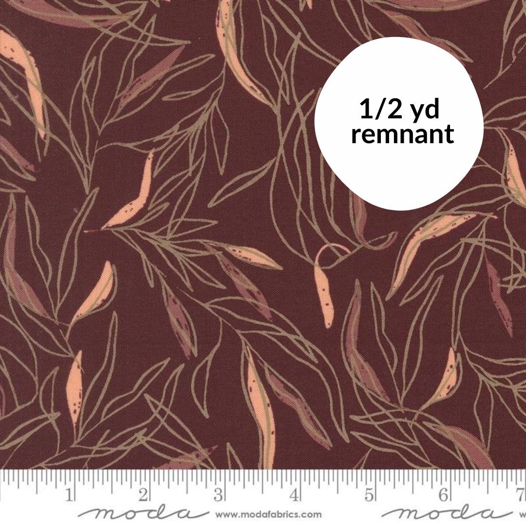 Remnant - 1/2 yd - Foraged Found - Loose Leaf - Merlot