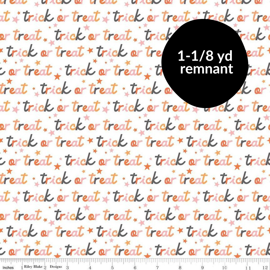 Remnant - 1-1/8 yd - Hey Pumpkin - Trick or Treat White