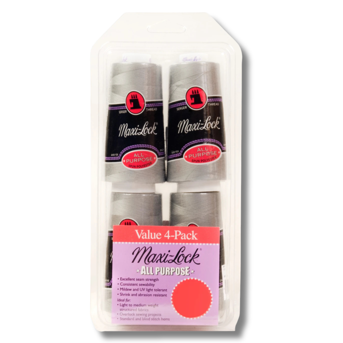 Maxi Lock Serger Thread Set - Light Grey - 4 Pack