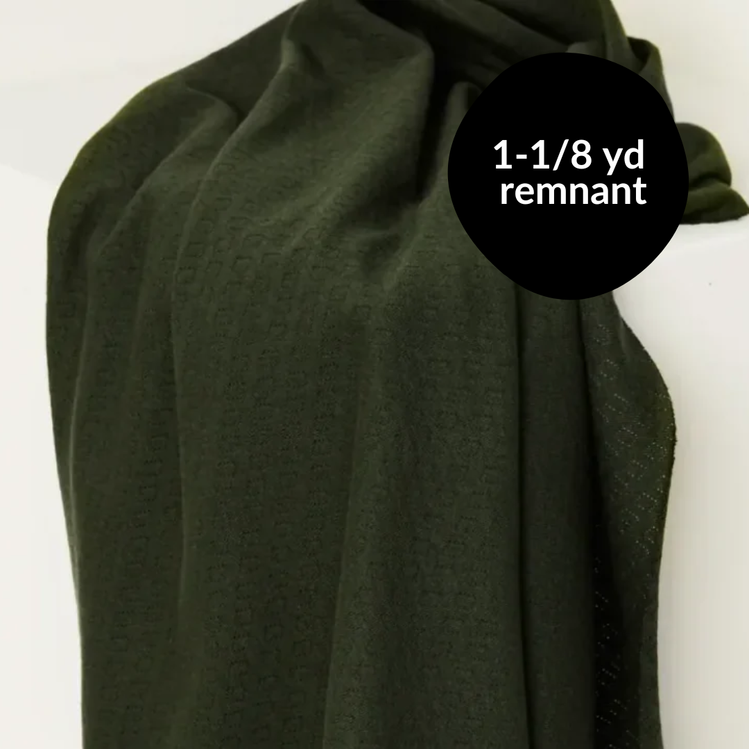 Remnant - 1-1/8 yds - Gem Pointelle - Green Khaki