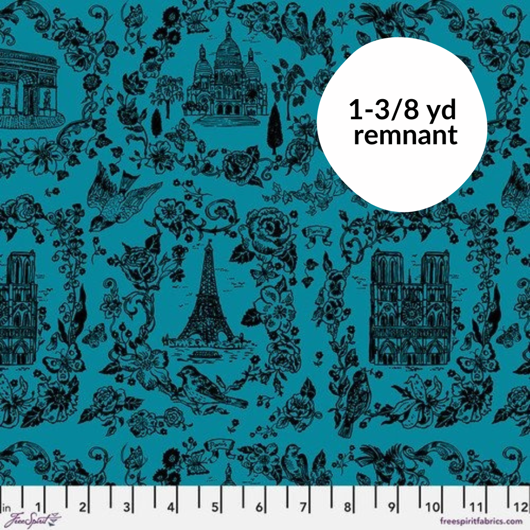 Remnant - 1-3/8 yd - A Spring in Paris - Sightseeing Tonal - Azul