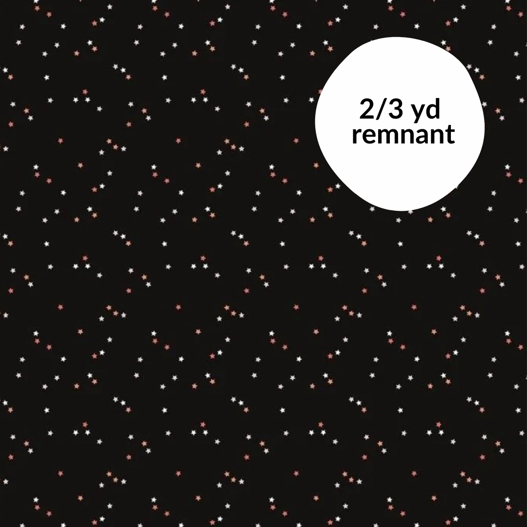 Remnant - 2/3 yd - Sweet Treats - Stars - Black