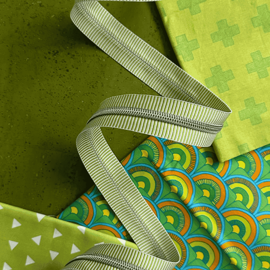Zipper Tape - 3yds - Lime Stripe