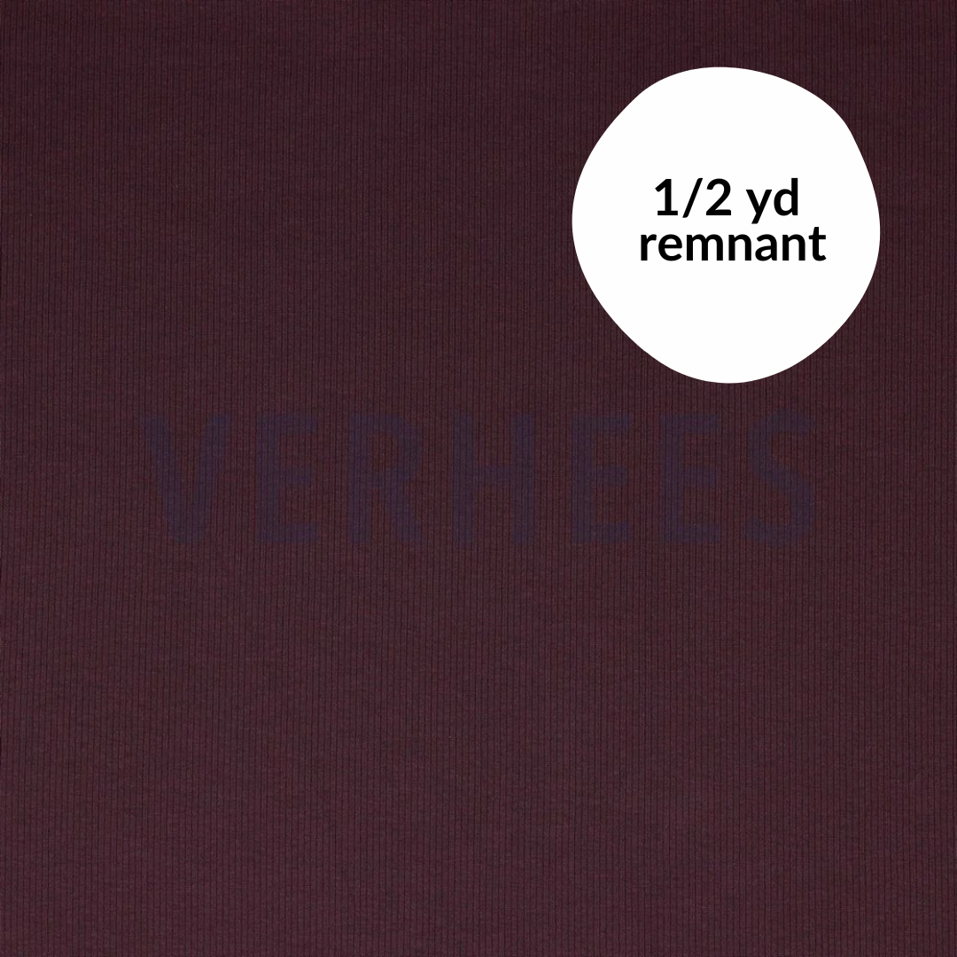 Remnant - 1/2 yd - Rib Jersey Knit - Aubergine