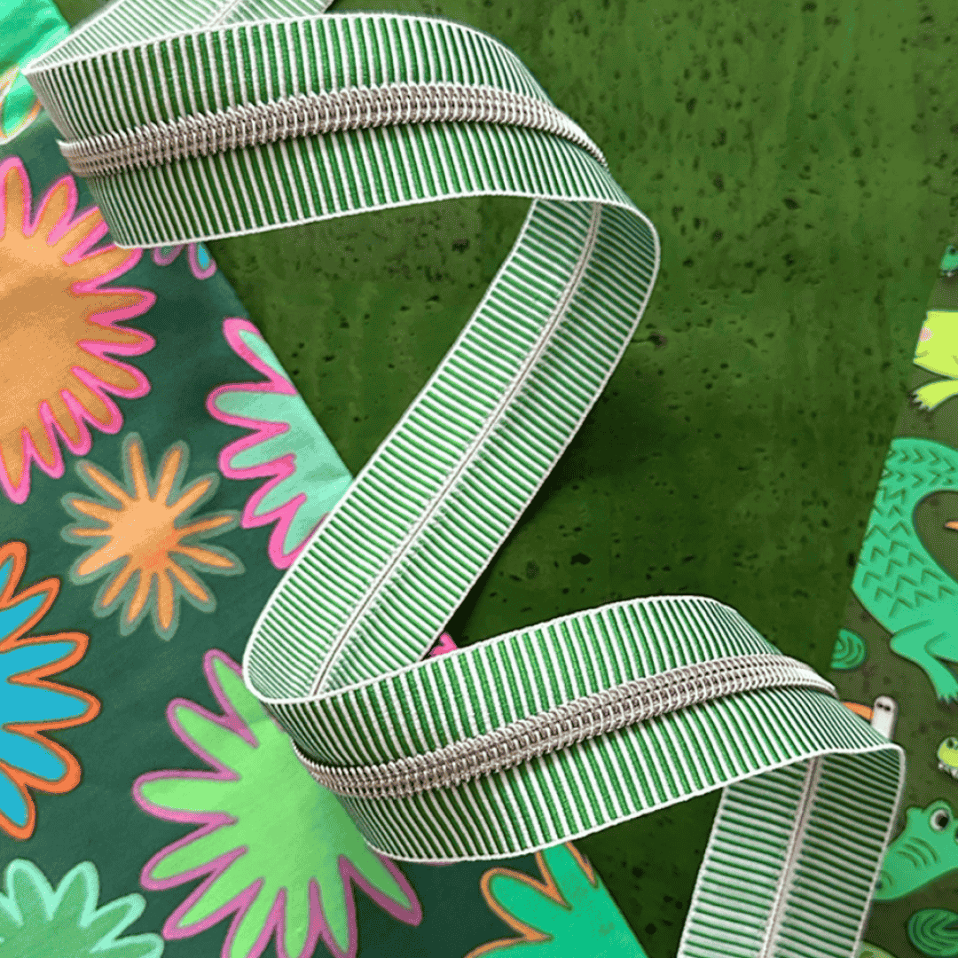 Zipper Tape - 3yds - Green Stripe