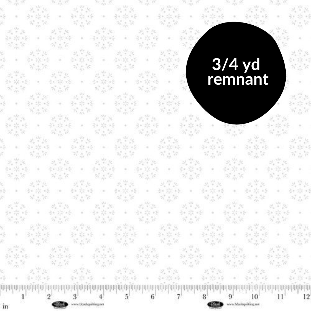 Remnant - 3/4 yd - Morning Mist IX - Circles with Dots and Spikes - White on White