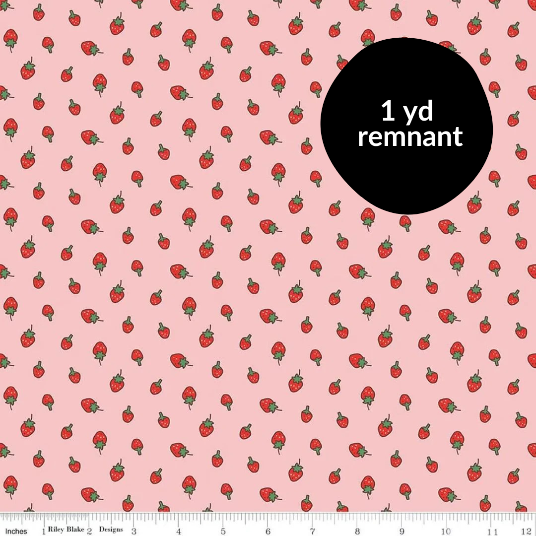 Remnant - 1 yd - Serendipity - Strawberries - Pink