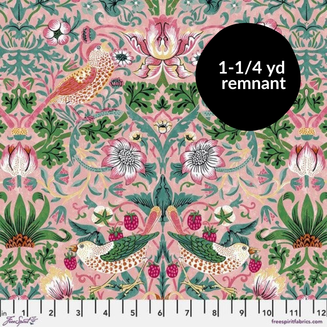Remnant - 1-1/4 yd - Bedford Park - Strawberry Thief - Blush