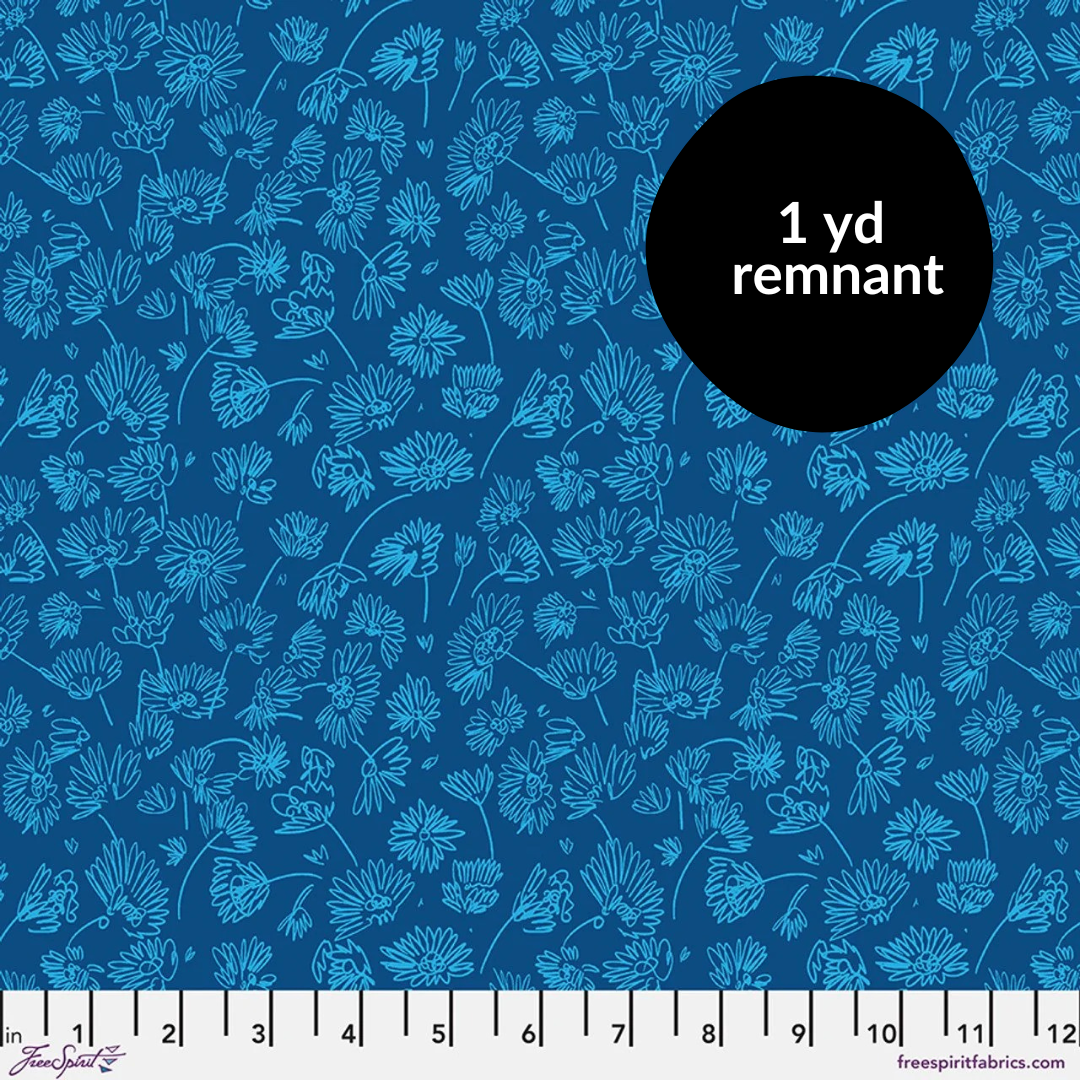Remnant - 1 yd - Vibrant Botanica - Daisy Foliage - Ocean