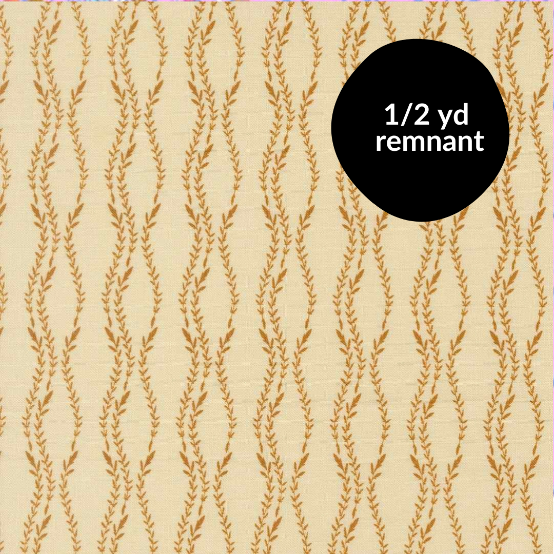 Remnant - 1/2 yd - Windfall - Vine Stripe - Eggshell