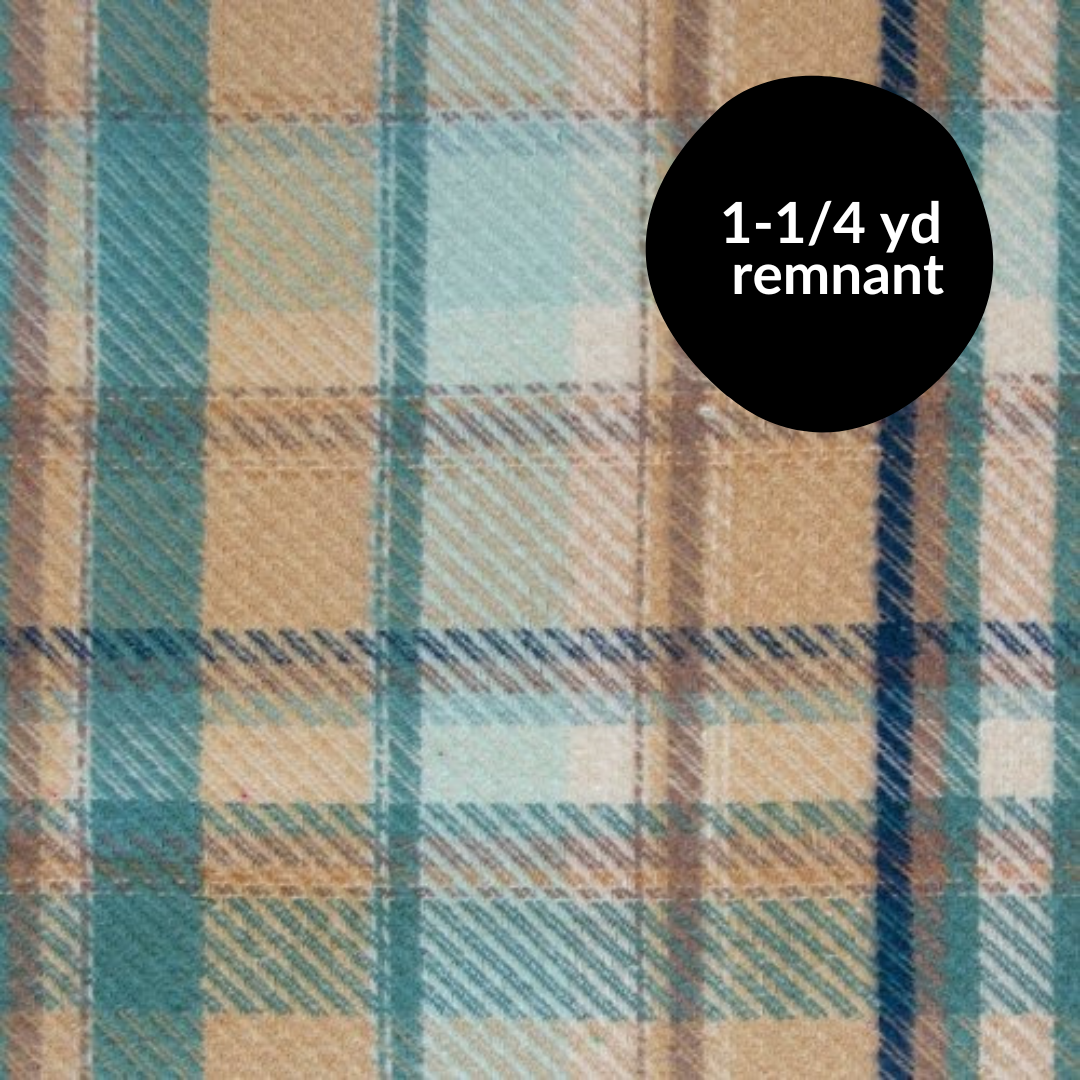 Remnant - 1-1/4 yd - Highlands Flannel - Royal Plaid - Horizon