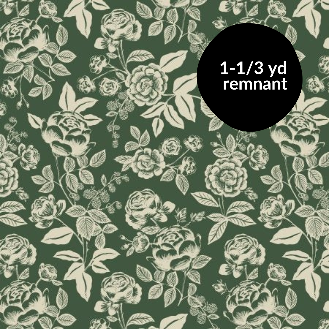 Remnant - 1-1/3 yd - English Rose - English Rose - Hunter and Cream