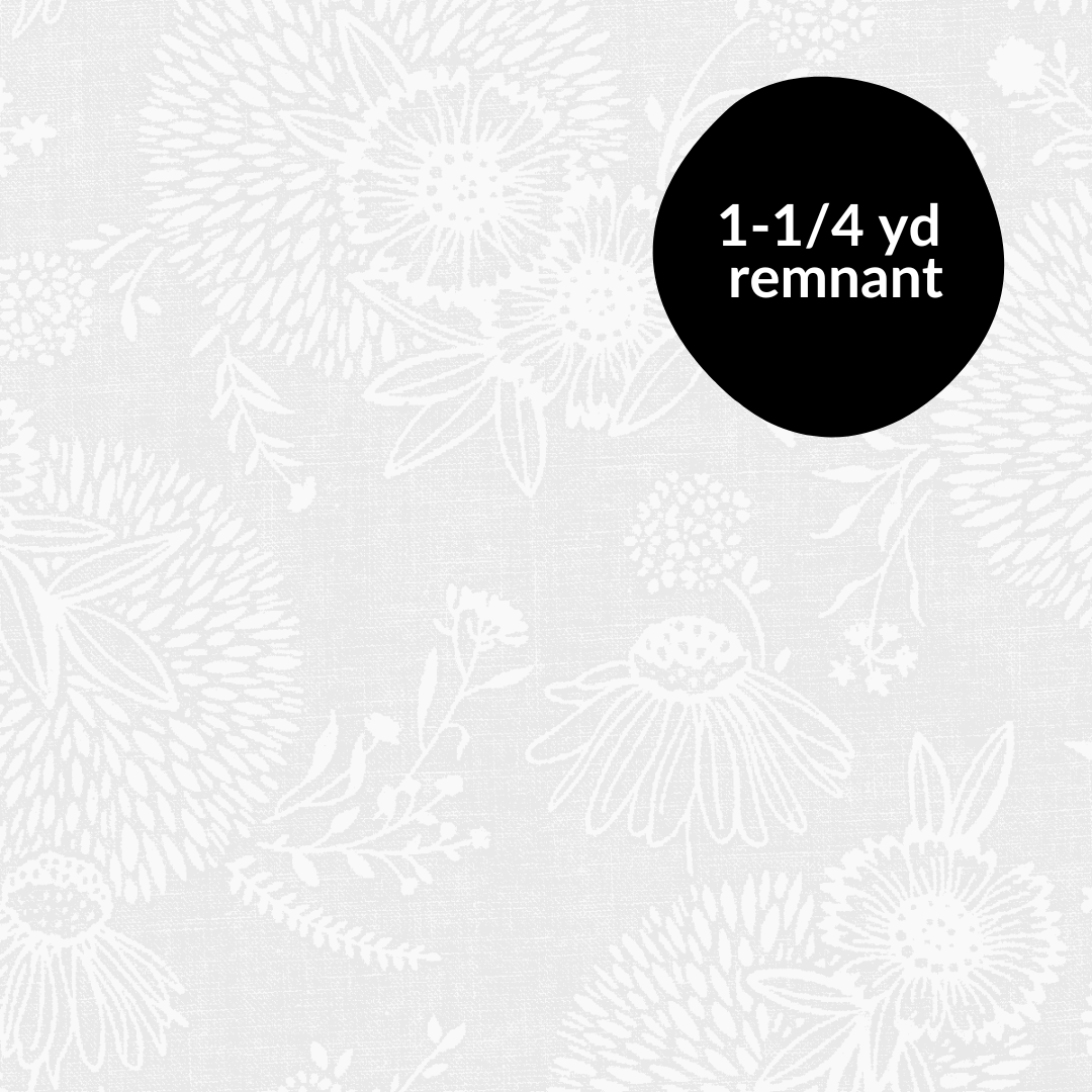 Remnant - 1-1/4 yd - Alabaster Hues - Wildflowers - White