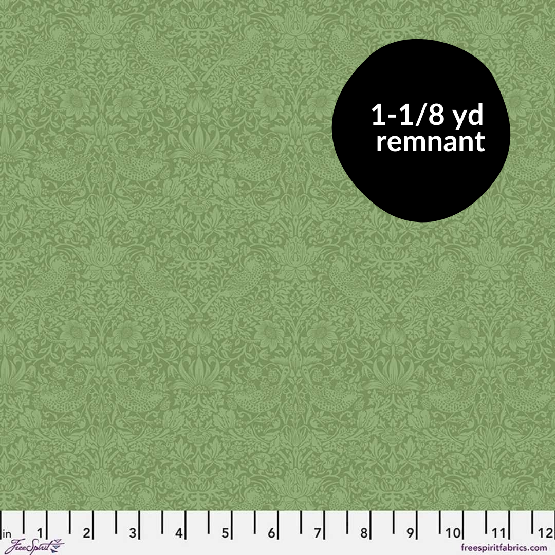 Remnant - 1-1/8 yd - William Morris Trellis Palatte -  Herball Green