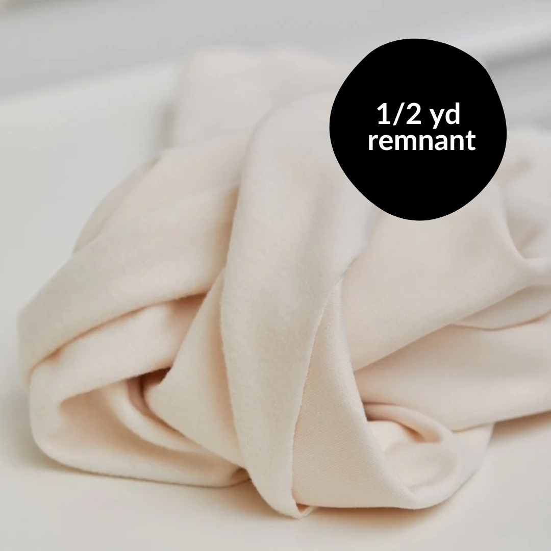 Remnant - 1/2 yd - Brushed Sweat Knit - Creamy White