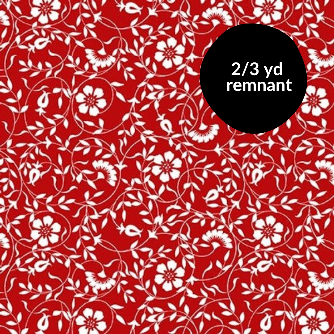 Remnant - 2/3 yd - Liberty - Viney Floral - Red