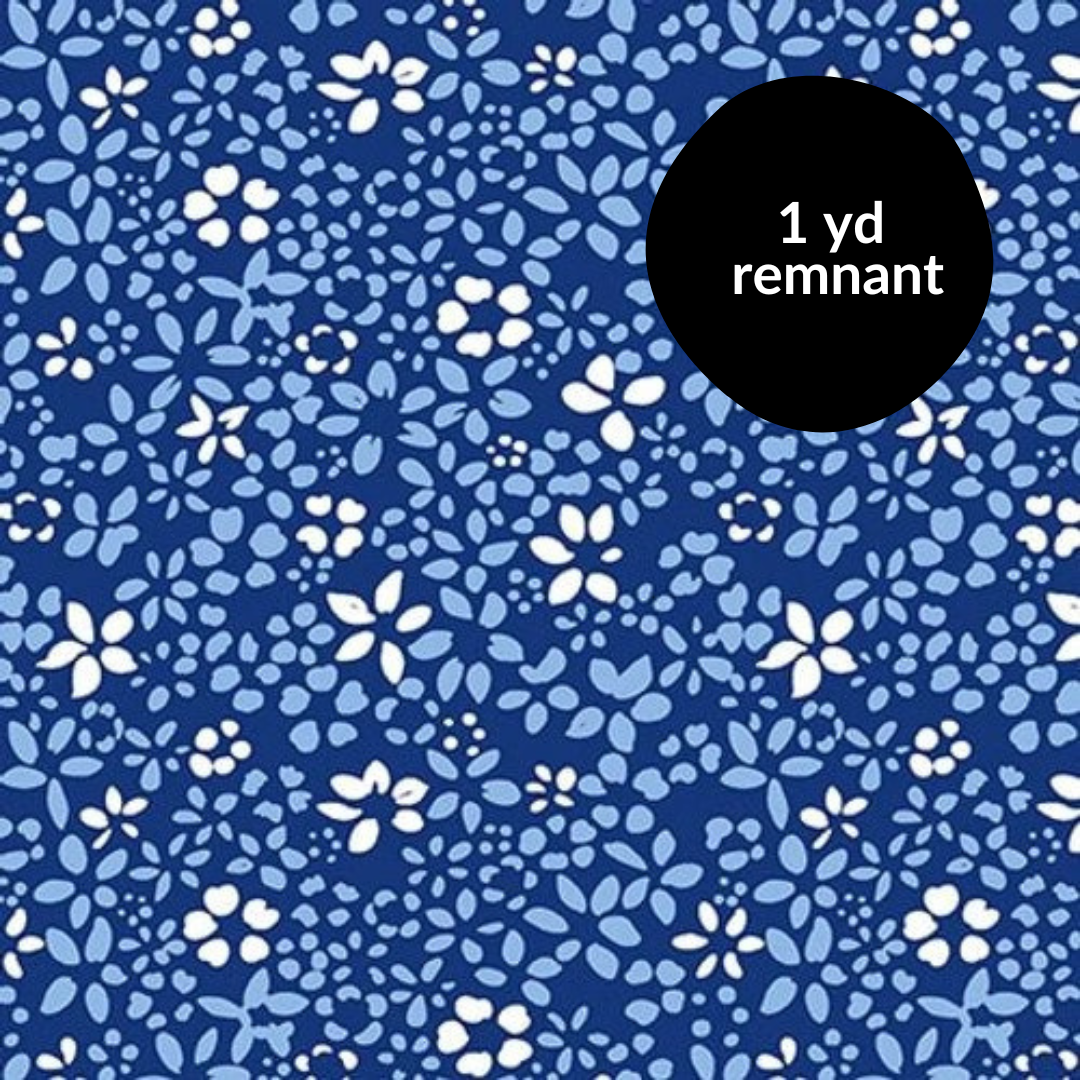 Remnant - 1 yd - Liberty - Flowers - Navy