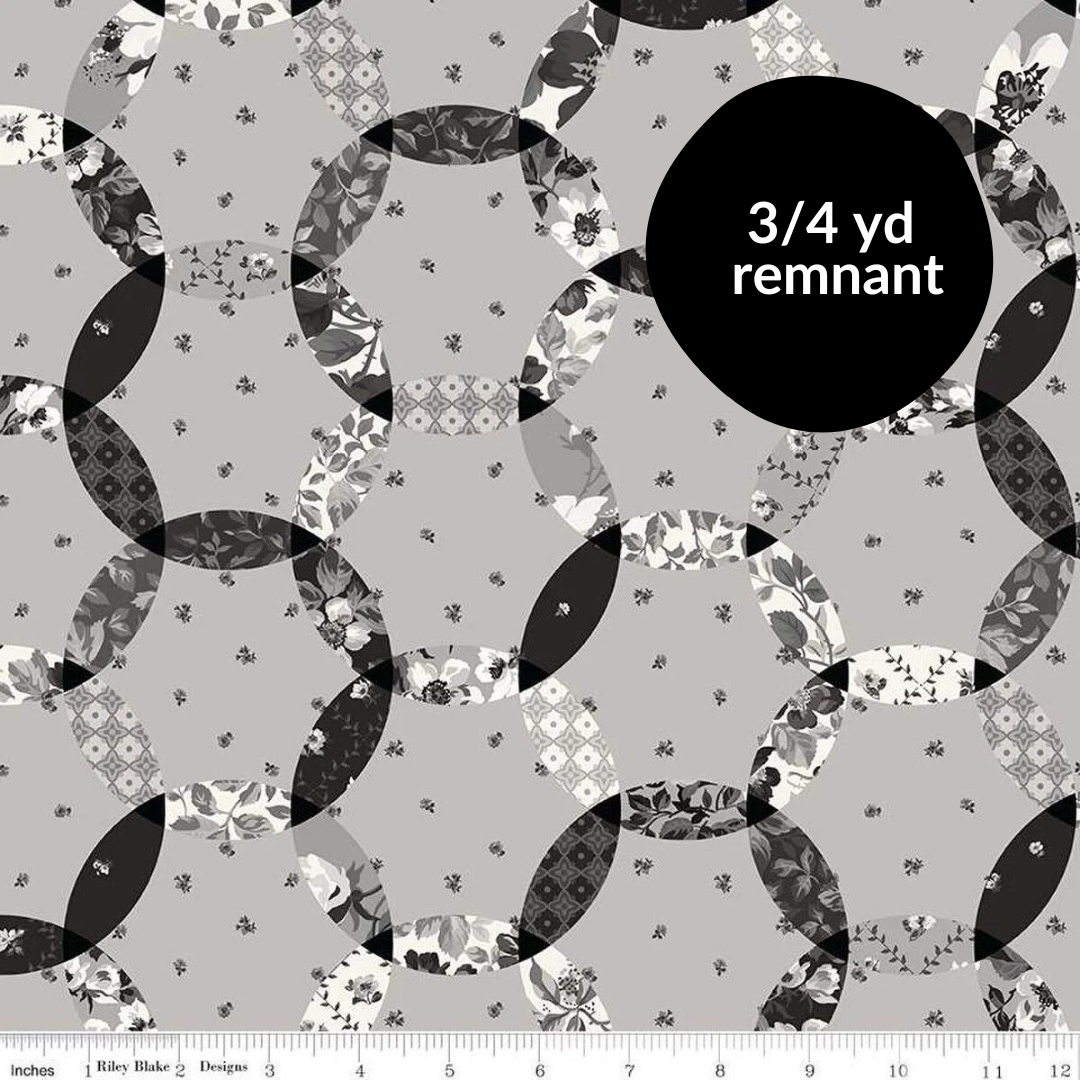Remnant - 3/4 yd - Ink & Ivory - Cheater Print - Gray