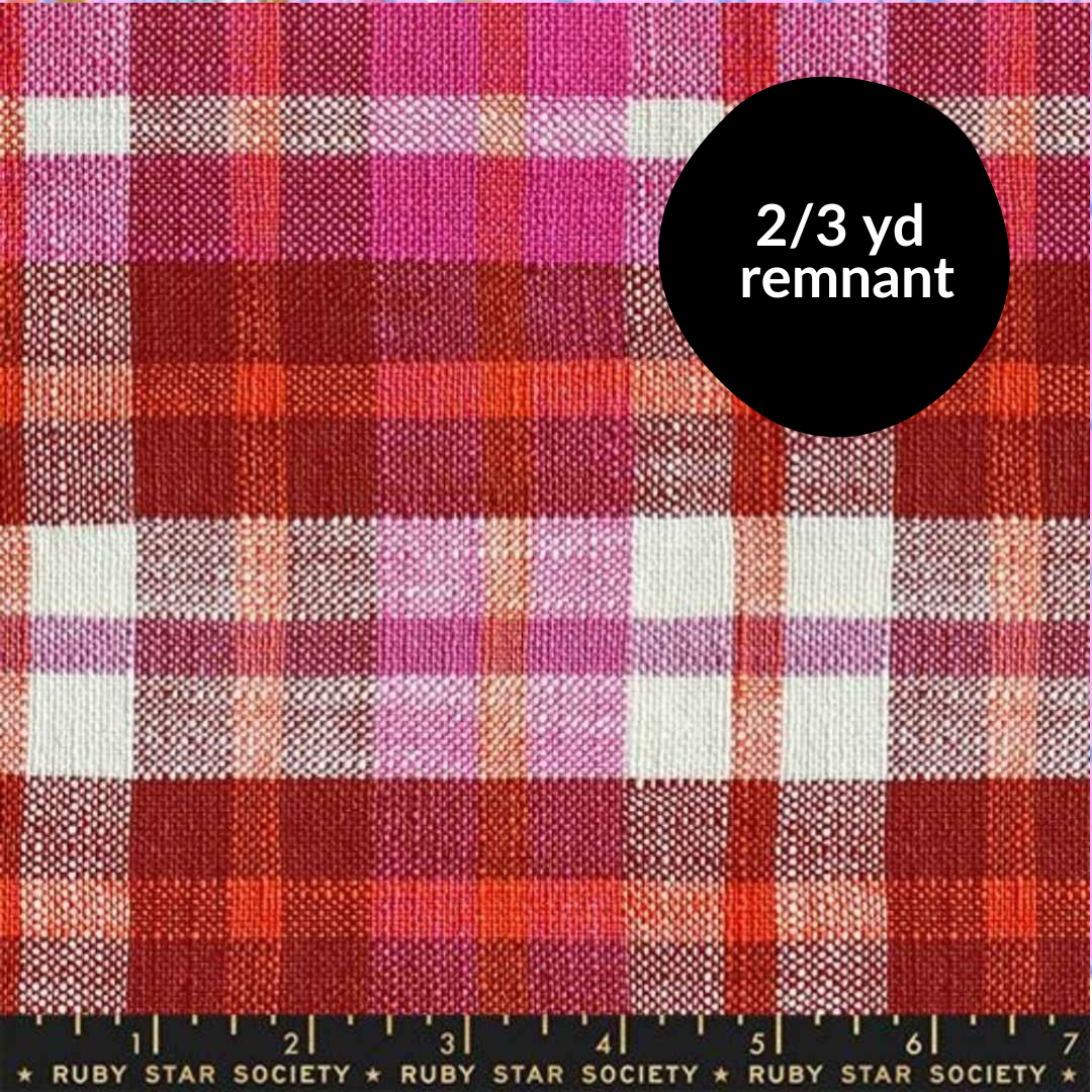 Remnant - 2/3 yd - Warp and Weft Mystic Fable - Plaid Pink