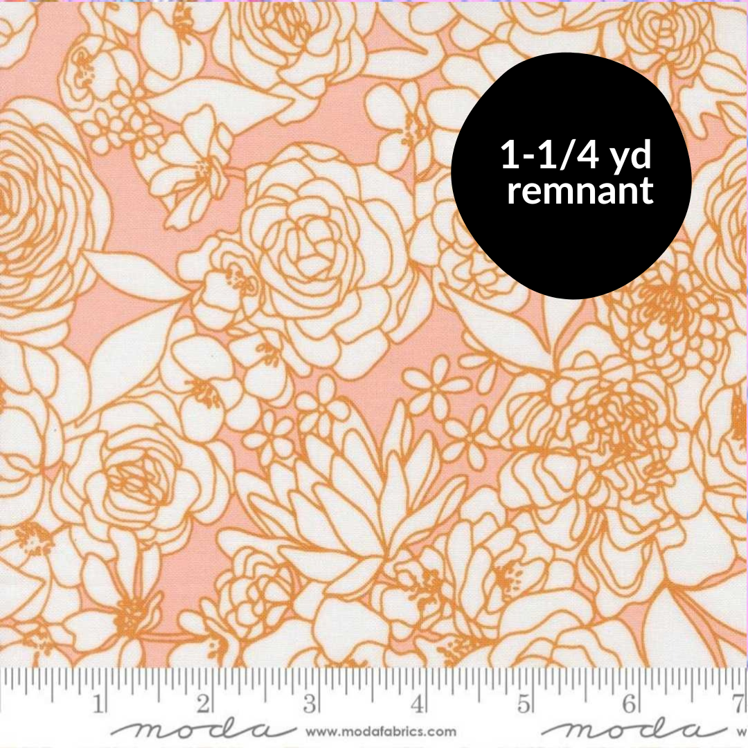 Remnant - 1-1/4 yd - True to Hue - Hidden Facet Florals - Blush