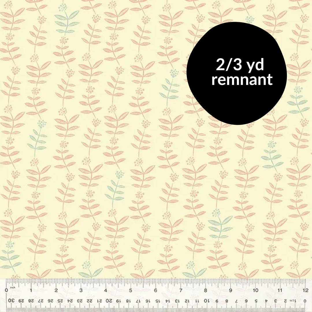 Remnant - 2/3 yd - Lush Life - Flower Chain - Ivory