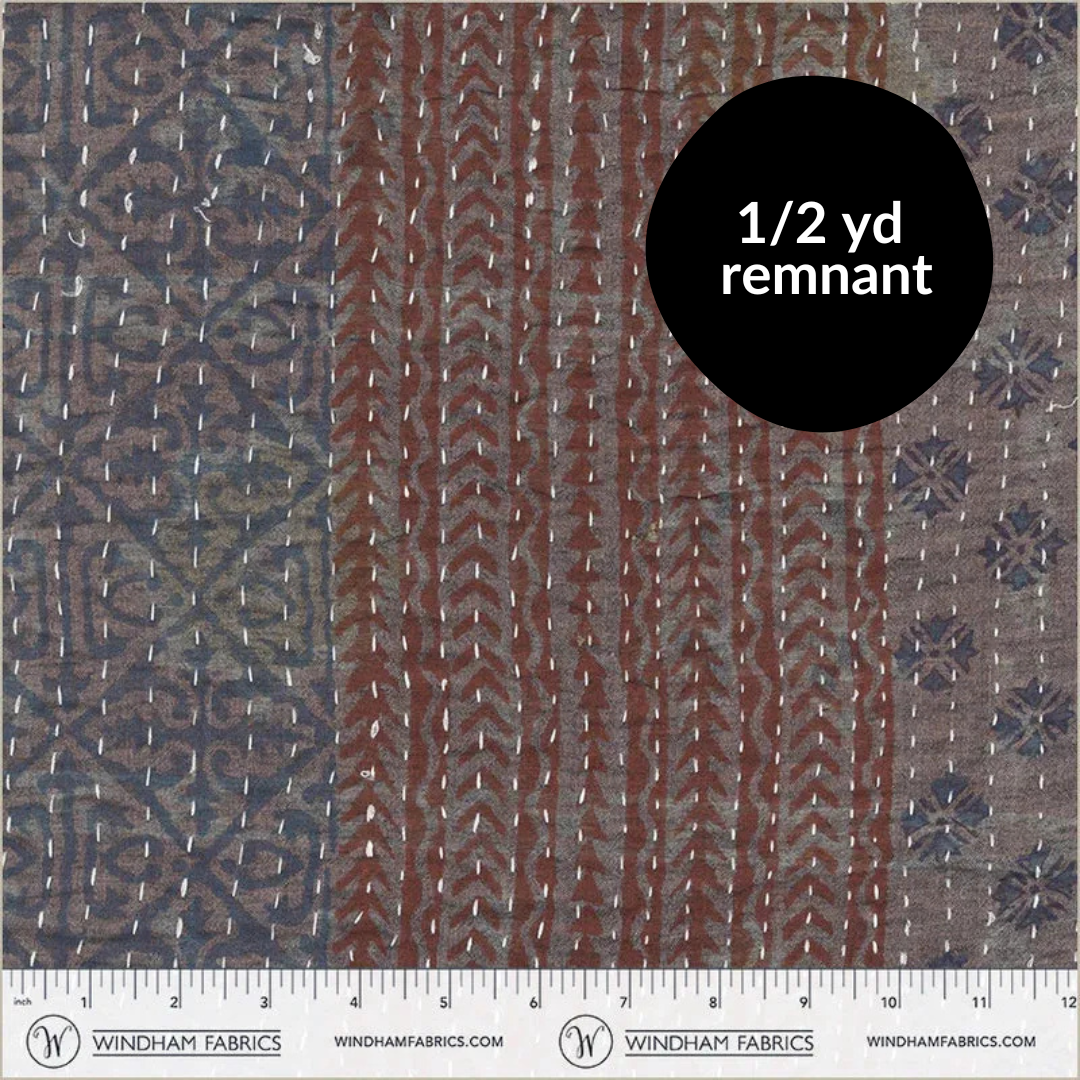 Remnant - 1/2 yd - Kantha Cloth - Broad Stripe