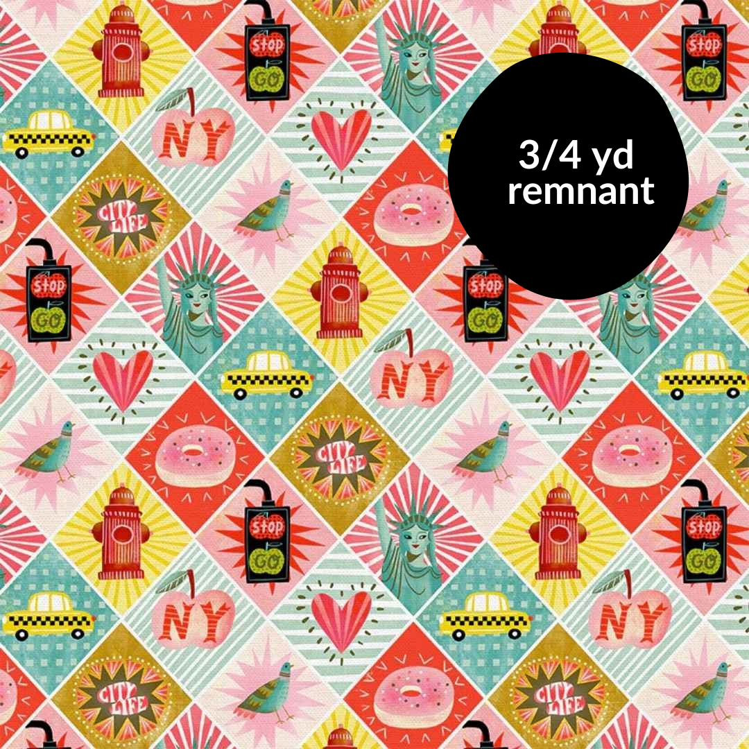 Remnant - 3/4 yd - City Life - City Icons Multi