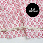 Remnant - 1 yd - Fableism Indian Block Print - Stamp Floral - Pink