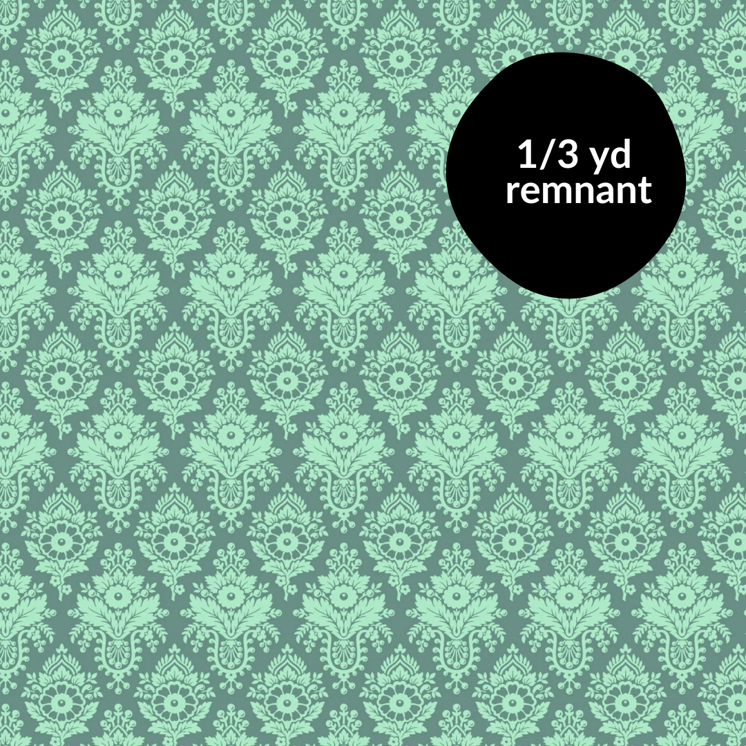 Remnant - 1/3 yd - Full Bloom - Lulu - Verdigris