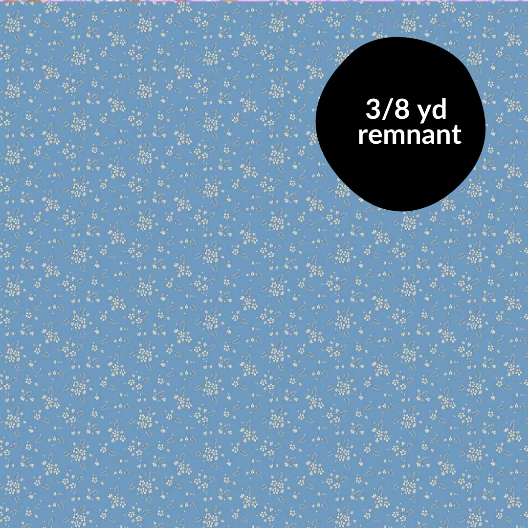 Remnant - 3/8 yd - Floral Romance Rayon - Blossoms - Blue