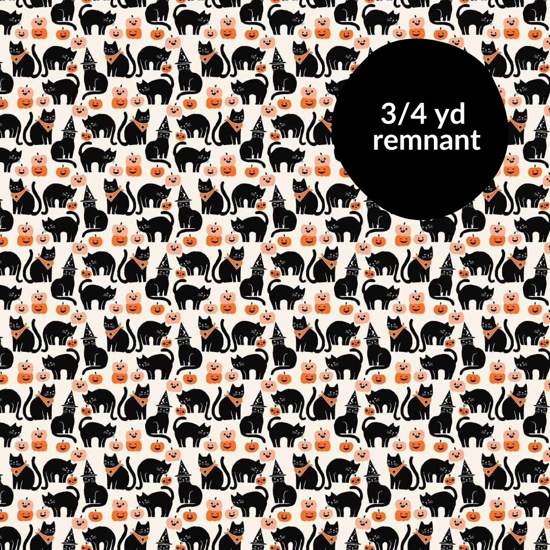 Remnant - 3/4 yd - Sweet Treats - Cats - Black - Glow in the Dark
