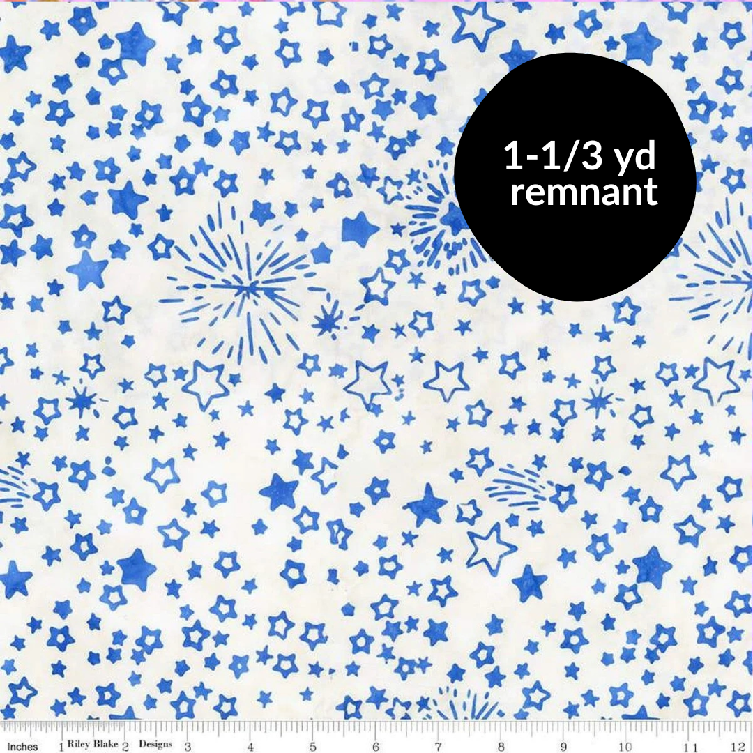Remnant - 1-1/3 yd - Let Freedom Ring Batik - Blueprint - Matte