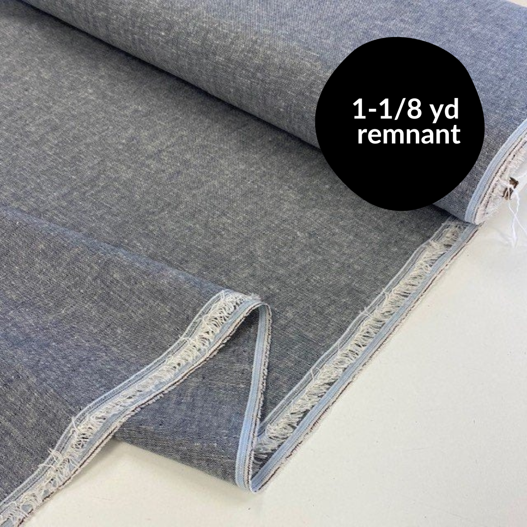 Remnant - 1-1/8 yd - Brussels Washer Yarn Dyed Linen Blend - Grey