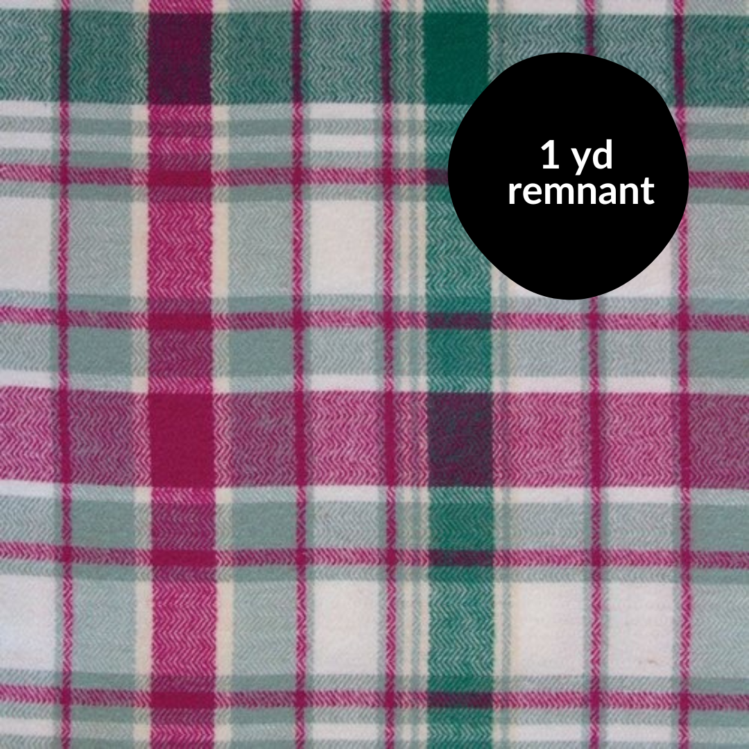 Remnant - 1 yd - Highlands Flannel - Chevron Plaid - Eucalyptus