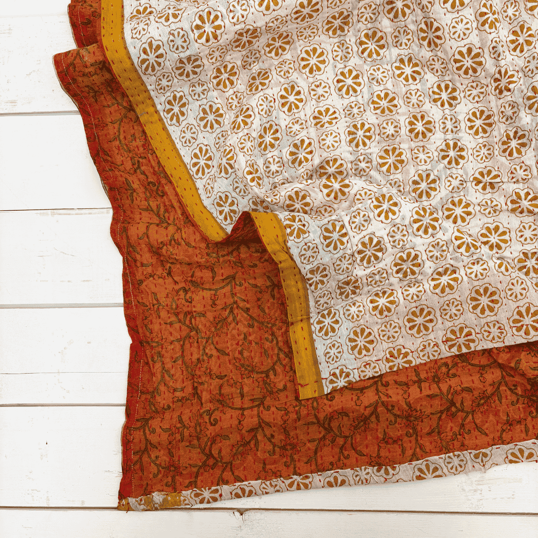 Kantha Cloth - Vine - Persimmon