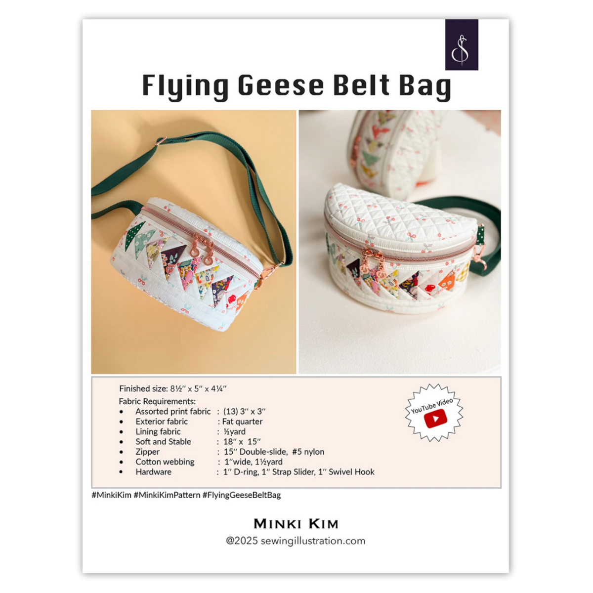 Sewing Illustration - Flying Geese Belt Bag Pattern