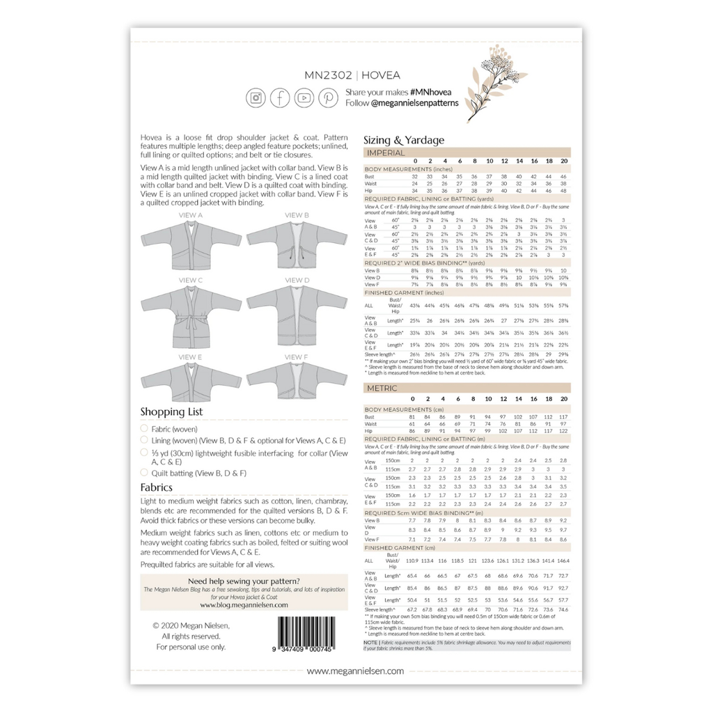 Megan Nielsen Patterns - Hovea Jacket & Coat