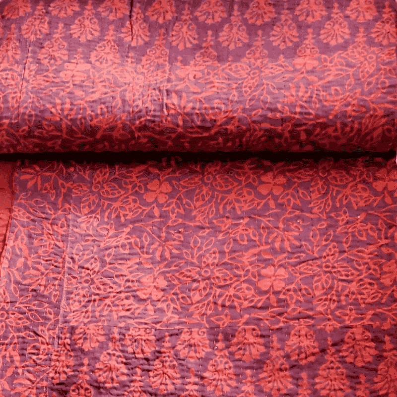 Kantha Cloth - Wine Damask