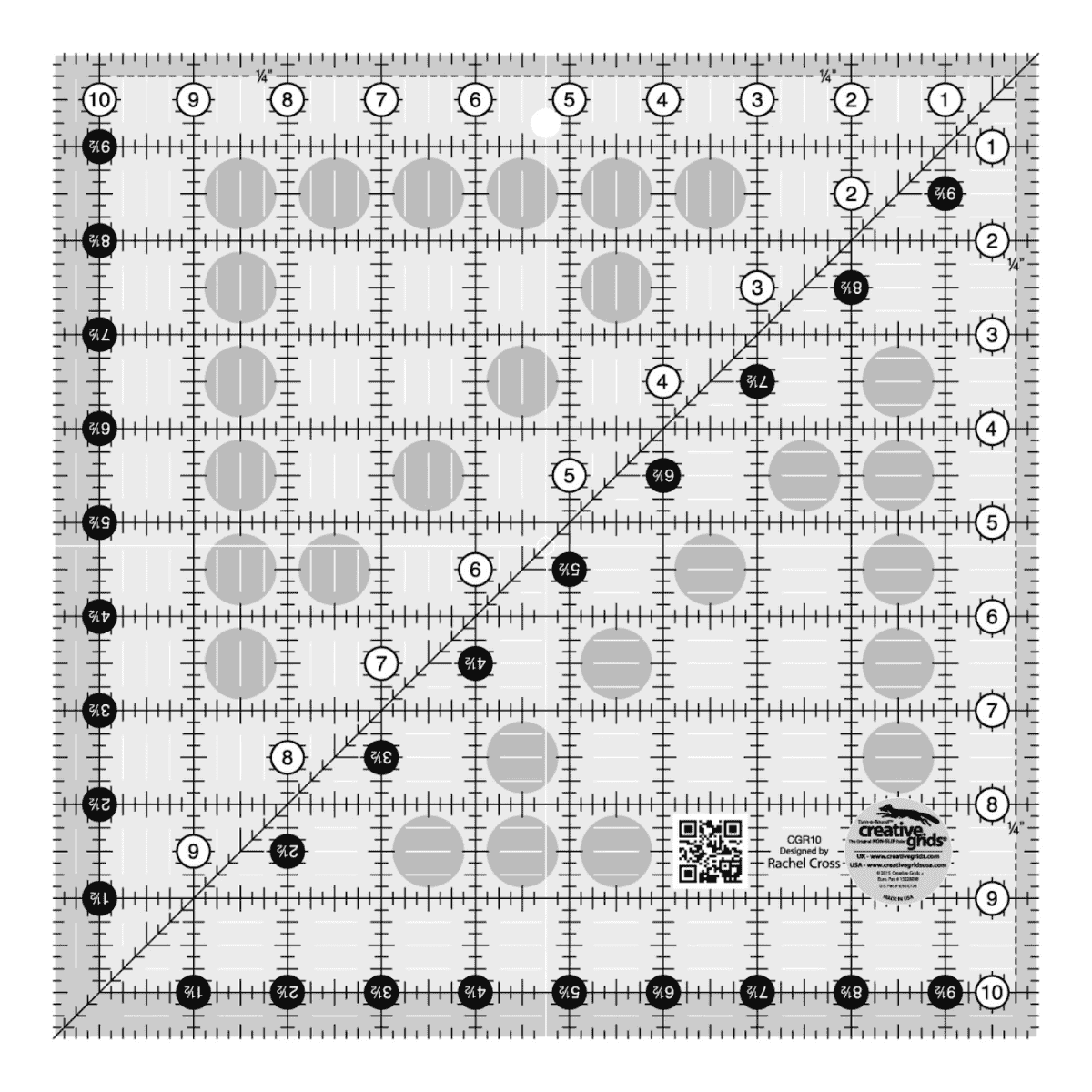 Creative Grids Quilt Ruler 10-1/2in x 10-1/2in
