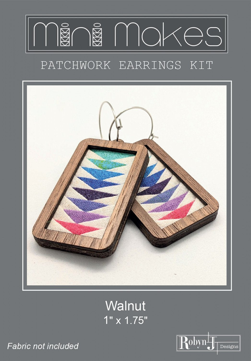 Mini Makes - Rectangle Patchwork Earring Kit and Pattern - Walnut