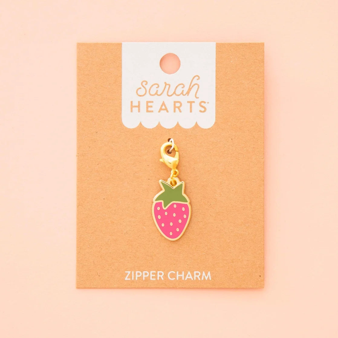Sarah Hearts - Zipper Charm - Strawberry