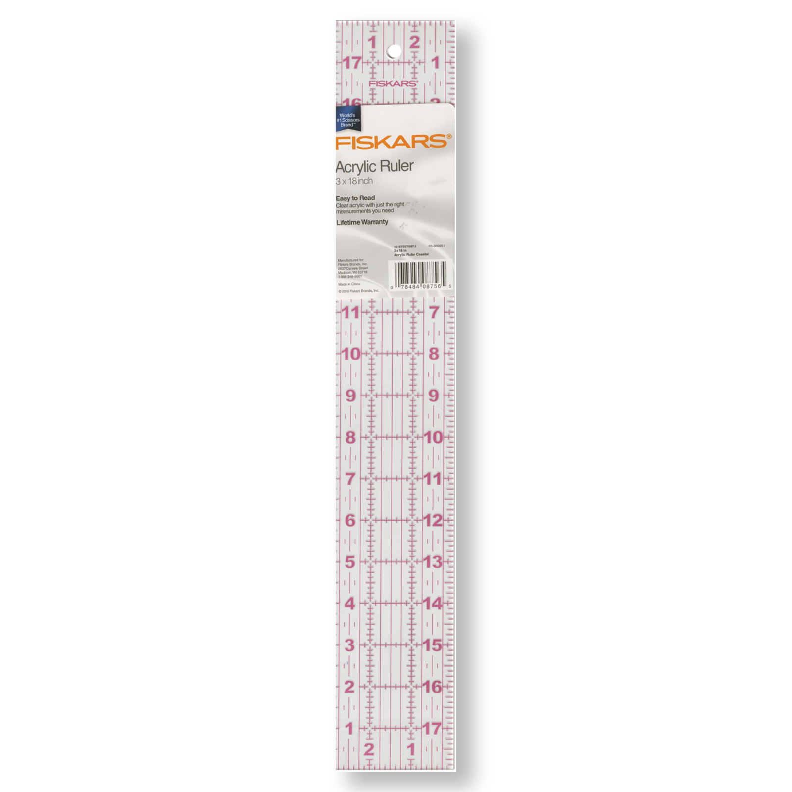 Ruler: Fiskars Easy To Read Ruler 3" x 18"